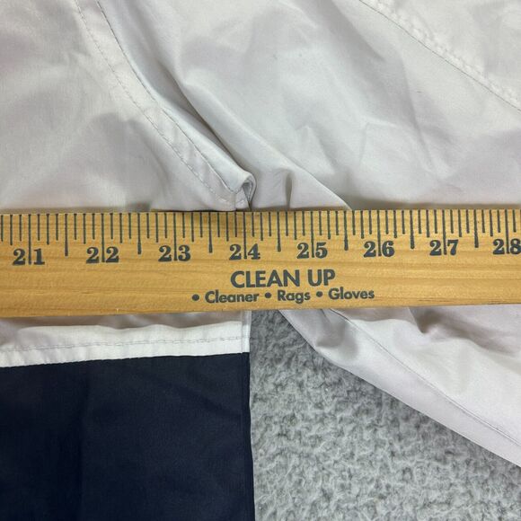 Distortion Windbreaker Jacket Mens Large White Black Colorblock Hooded 1/4 Zip - Picture 8 of 10